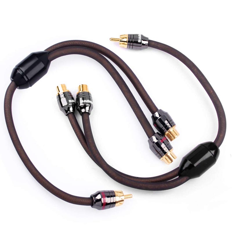 LEIGESAUDIO 1ft 1 Male to 2 Female RCA Y Adapter Splitter Connector (2 Pack) (1 Male to 2 Female) - Image 1